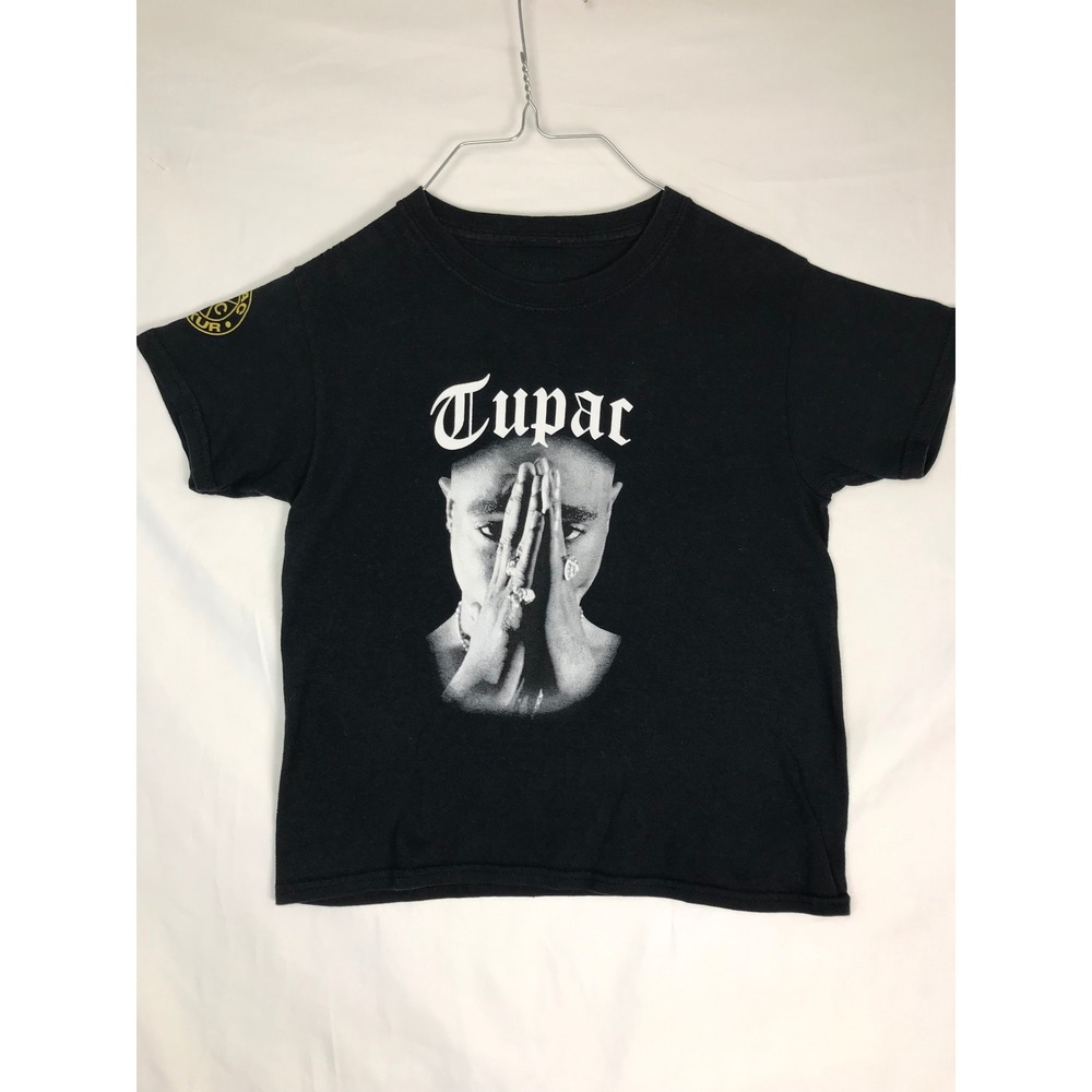Cross Colours Tupac Shakur Kids Graphic T-Shirt Black Hip Hop Rap Tee Size M
